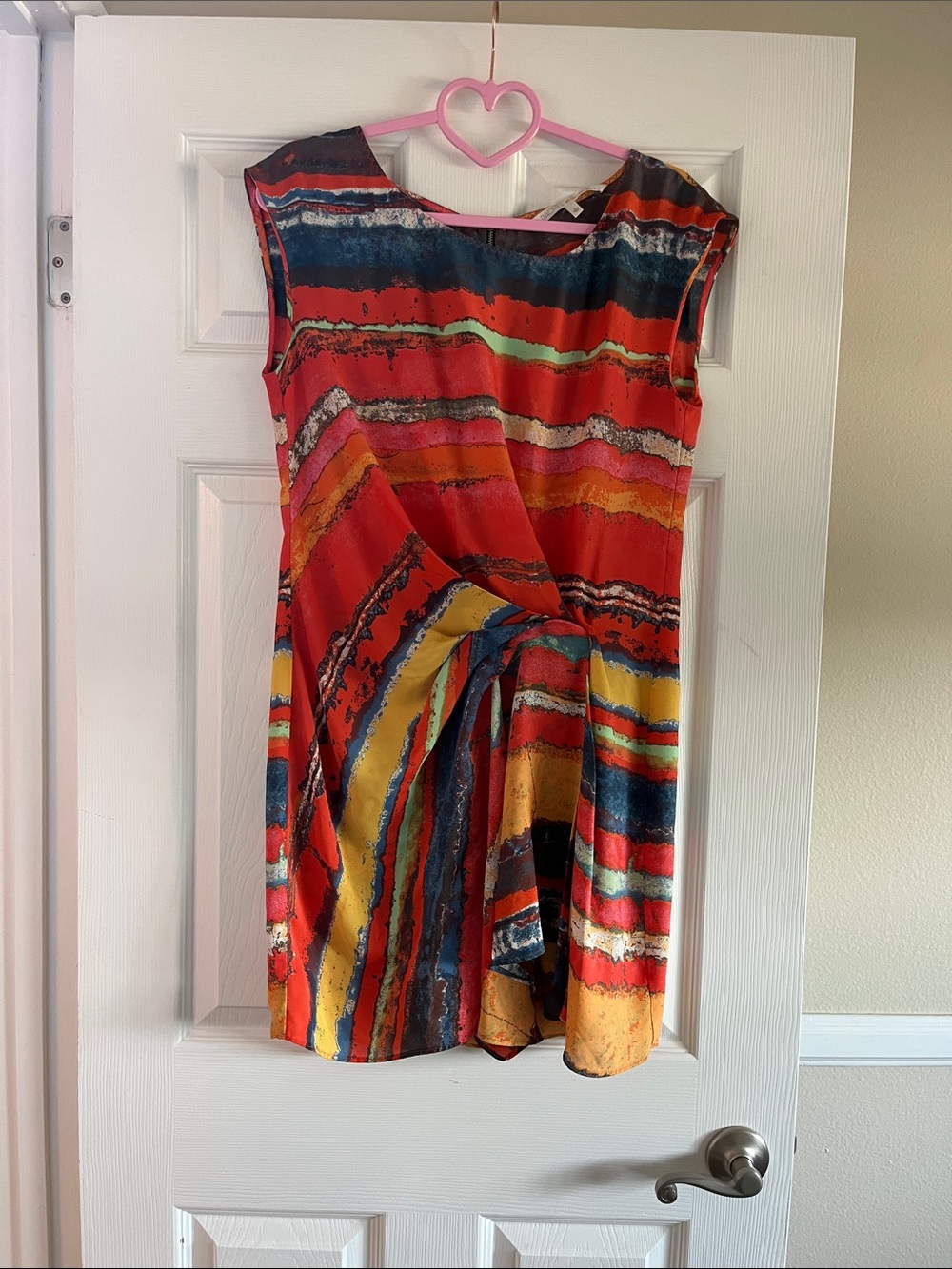 RACHEL Rachel Roy Vibrant Multicolor Wave-Striped Dress